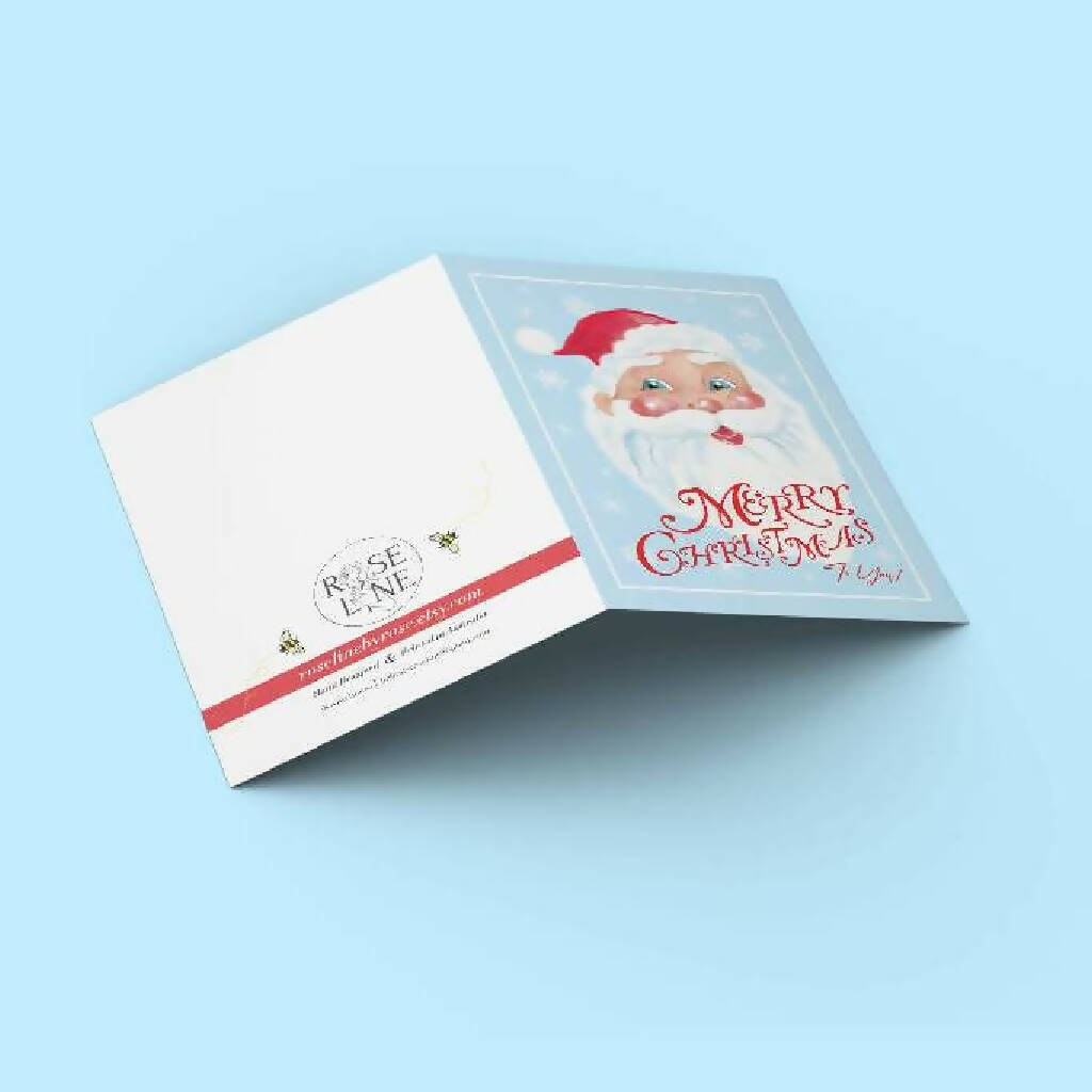 Santa Christmas Cards Pack of 10 Handmade by Rose Line