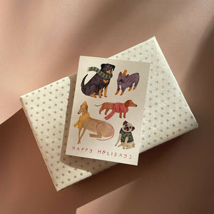 Warm Holiday Dogs Greeting Card