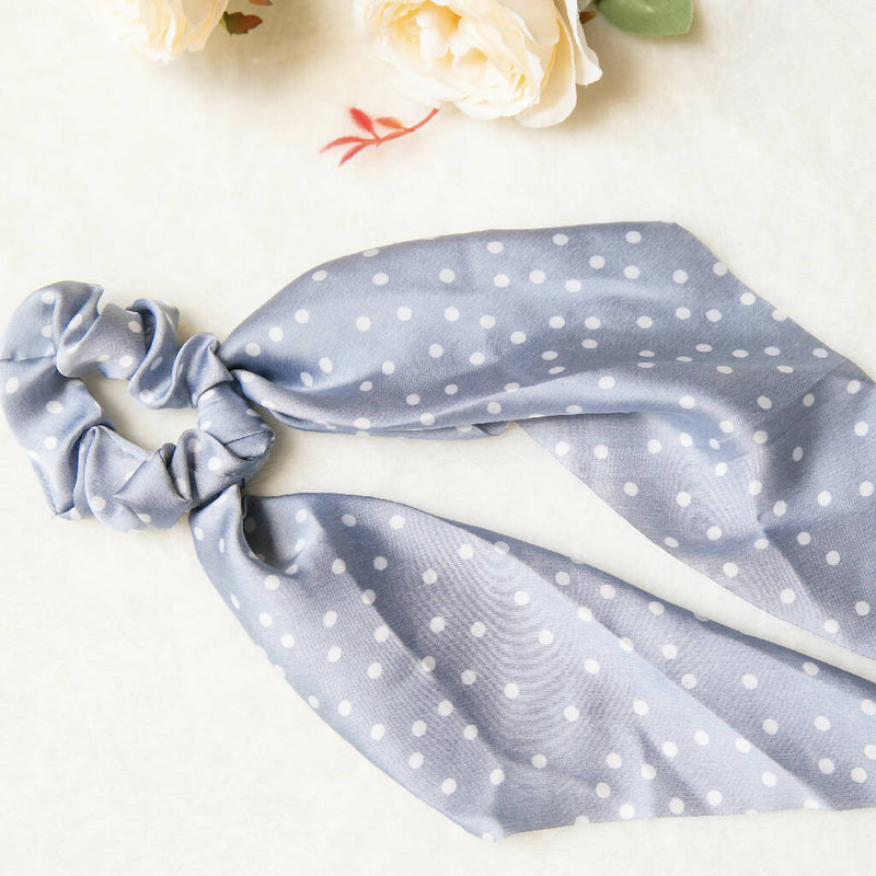 Soft Scarf Scrunchies, elegant Hair Scrunchies Scarf, polka dots Floral Hair Scarf with knot, gift for her, Elastic Hair Tie, gift for her