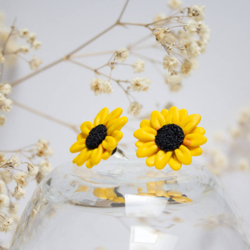 Sunflower Stud Polymer Clay Earrings