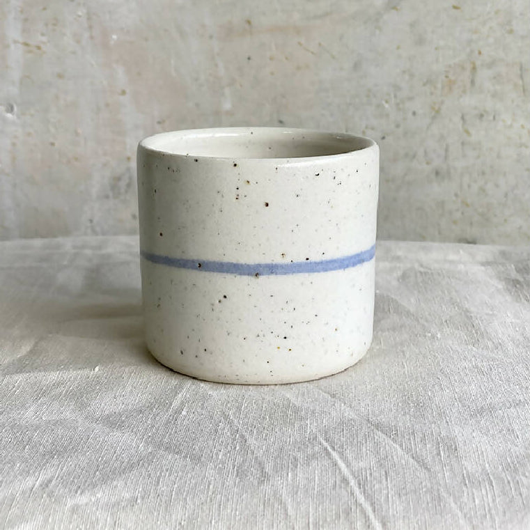 Ceramic tumbler - small frosty white with dash