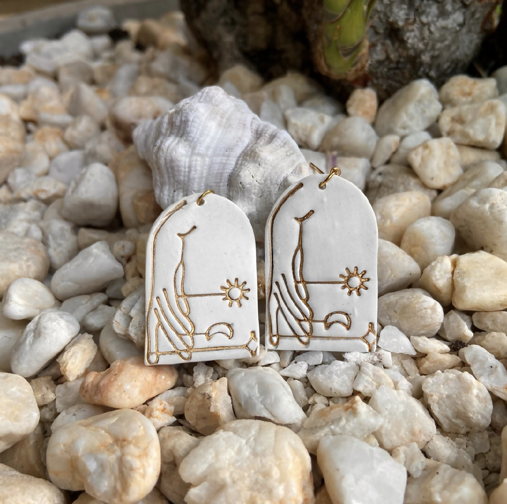 Hands Of Prophecy Statement Earrings - Antique Gold