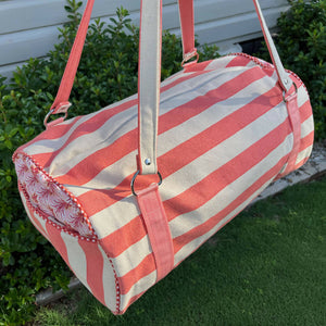 Duffle Bag - Coral Canvas Stripe #1