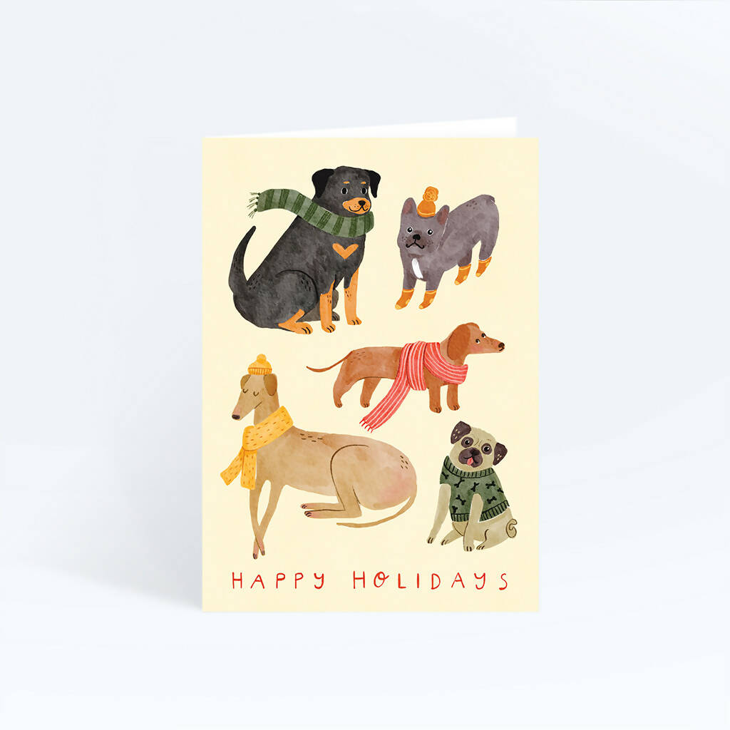 Warm Holiday Dogs Greeting Card