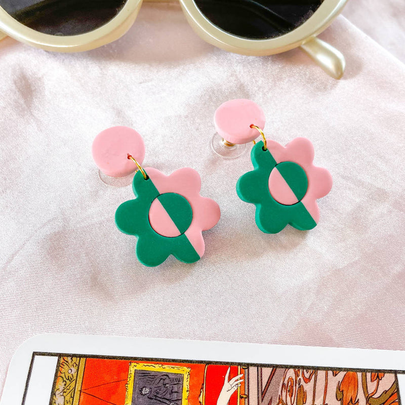 The Patti's: Two Toned Flower Handmade Dangles