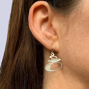 Pebble silver hook earrings - small