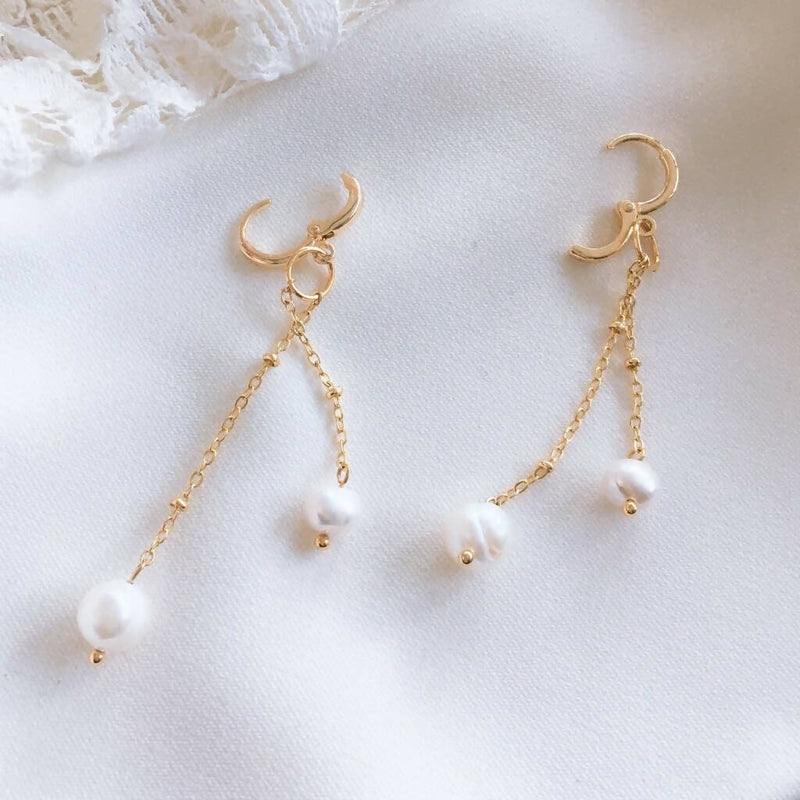 Handmade Fresh Water Pearl/ Gold plated statement earrings