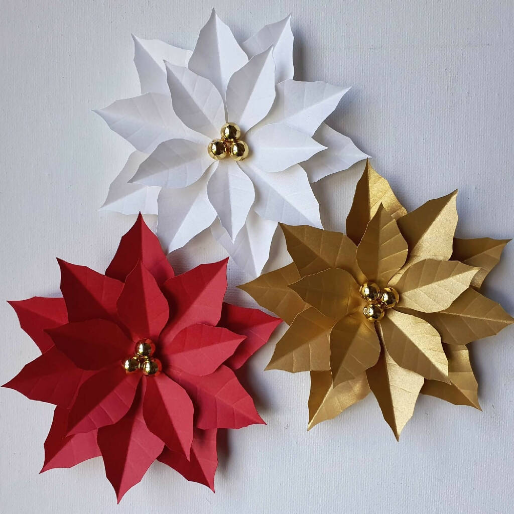 Christmas Decorations - Poinsettia Flowers with clip