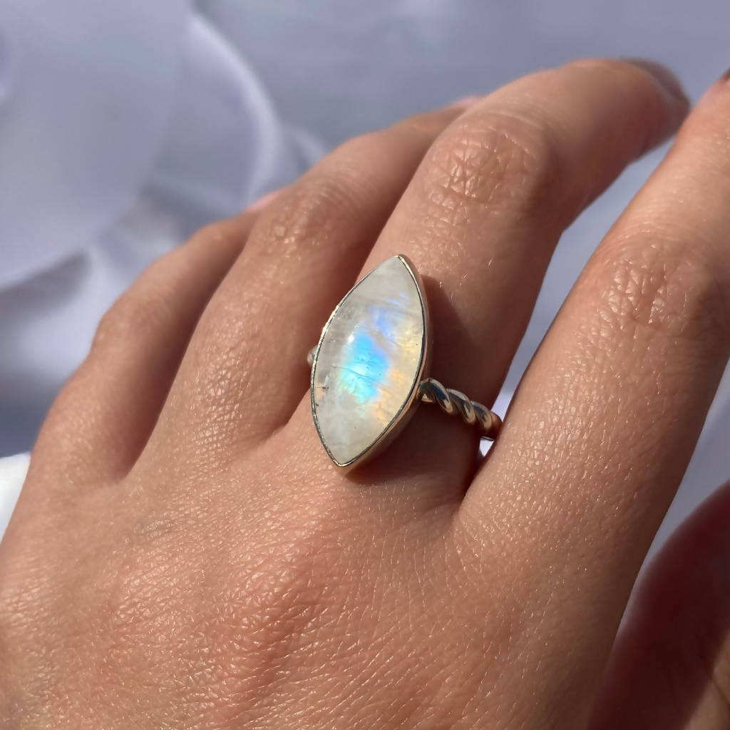 Buy Natural Rainbow Moonstone Ring-blue Fire Moonstone Ring-handmade Silver  Ring-925 Sterling Silver Ring-designer Birthday Ring-promise Ring Online in  India - … | Silver rings handmade, Blue rings, Ring designs