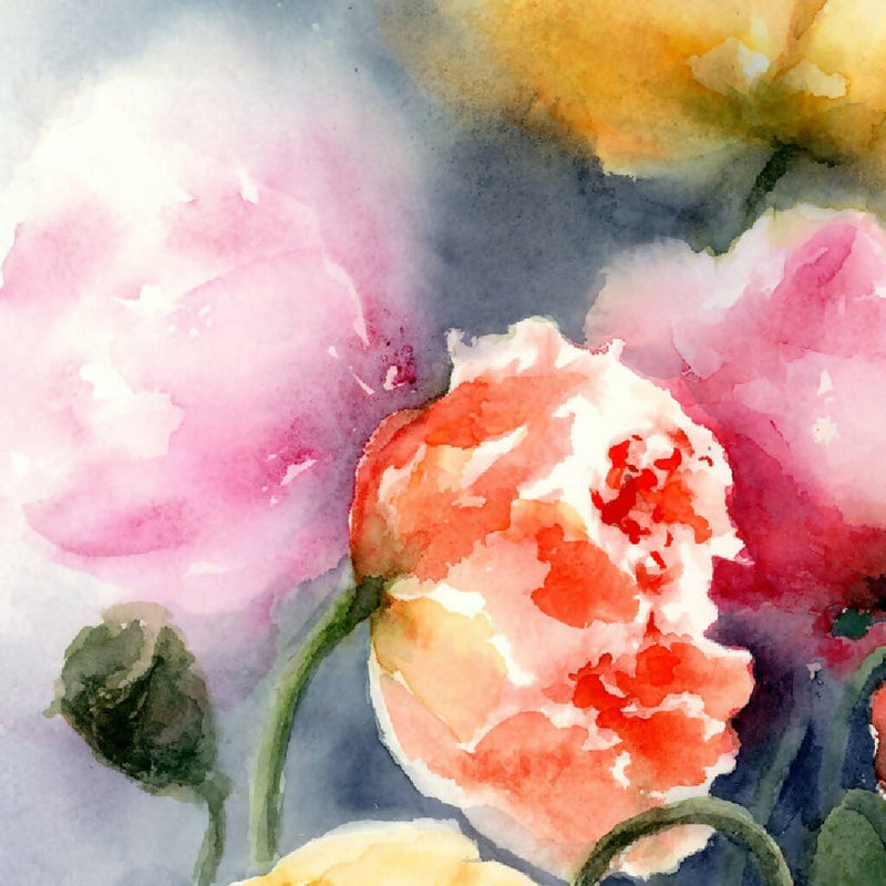 Dreamy Poppies, prints, Watercolor print, Watercolor flowers, Botanical print, Watercolour painting, floral art