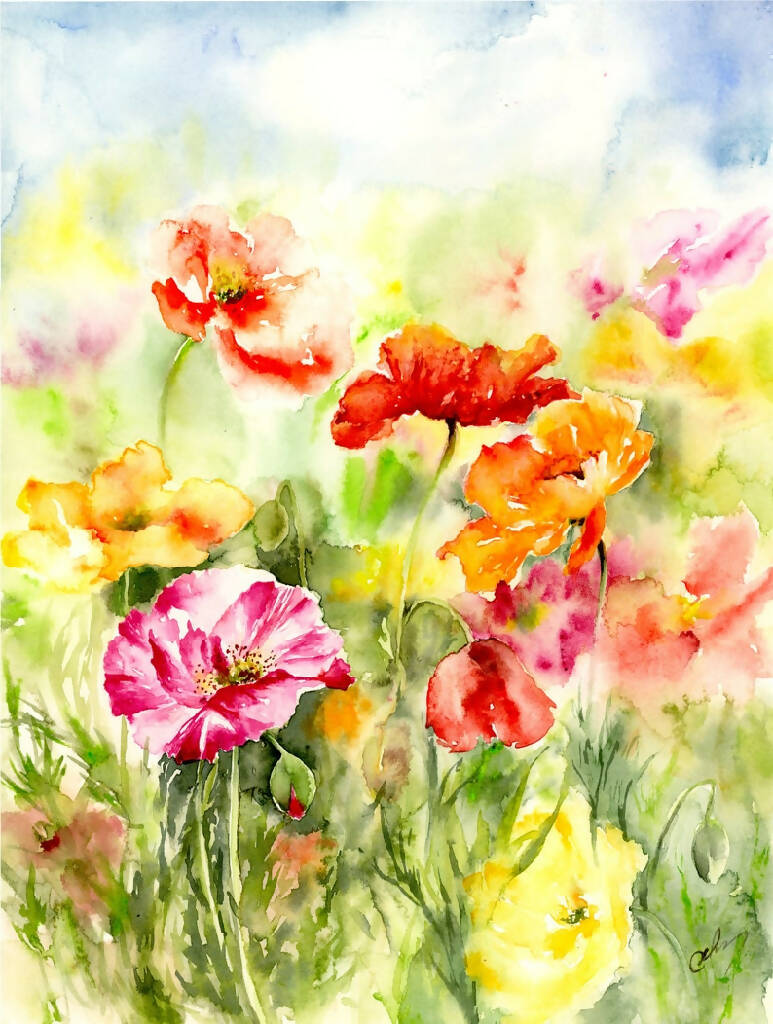 Poppies, prints, Watercolor print, Watercolor flowers, Botanical print, Watercolour painting, floral art