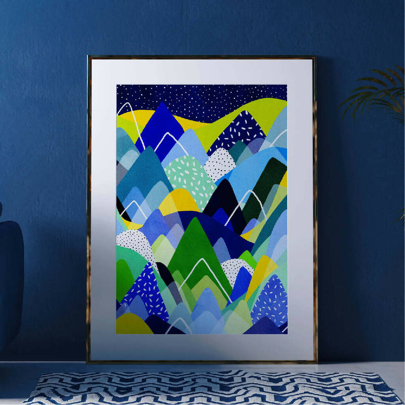 Sprinkles Blue colourful rainbow art print, A4, A3, A2, A1, 8x10", 16x20" sizes