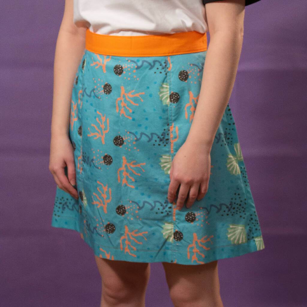 Coral print a-line skirt
