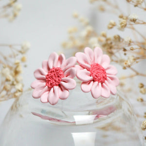 Handmade Pink Daisy Studs, polymer clay