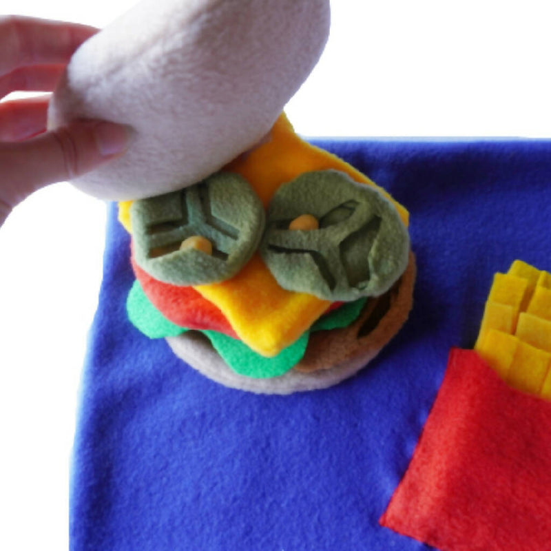 Handmade Snuffle Mat Dog Toy - Burger Meal