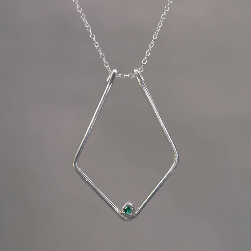 LYLA Ring Holder Necklace - Silver and Emerald