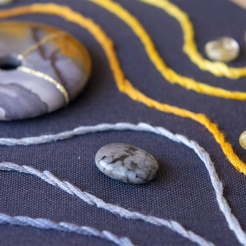 Contour Artwork with Mookaite, Rutile Quartz and Jasper