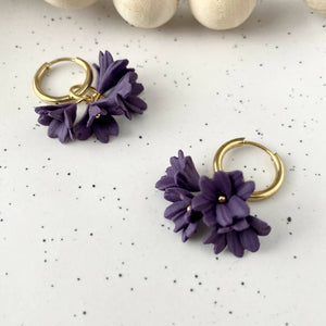 Purple Flower Cluster Huggies