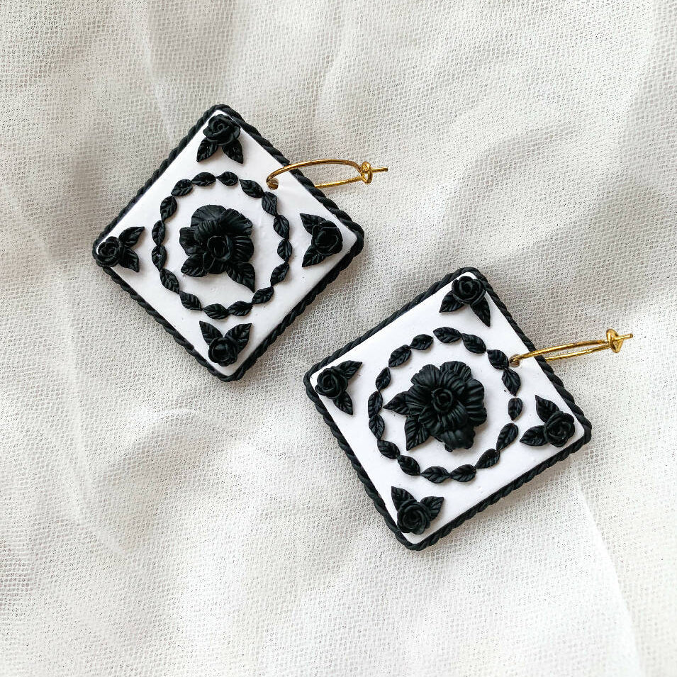 Black & White Tile Earrings