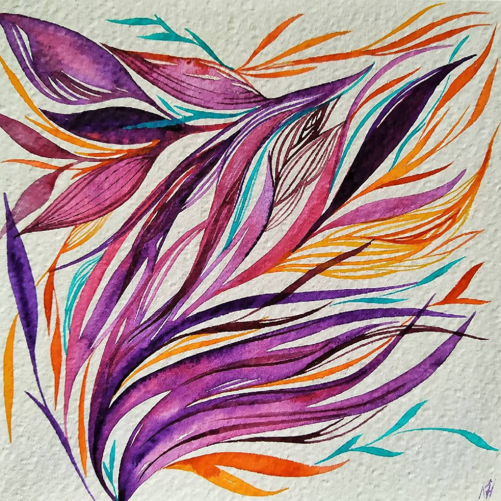 Abstract Watercolour Mauve Floral