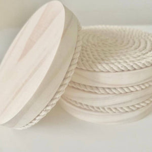 Lime-washed Timber Macrame Coasters (4pk)