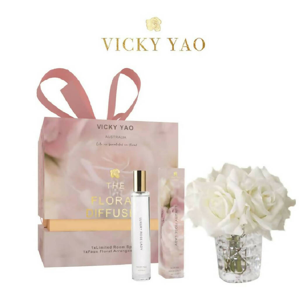 VICKY YAO FRAGRANCE - Love & Dream Series Real Touch White Rose Art & Luxury Fragrance Gift Box