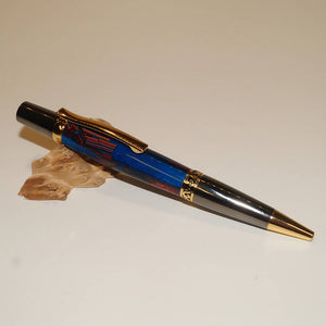 Executive Sierra - Fordite & Metallic blue pen