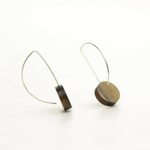 Handmade Blackheart Sassafras and silver dangle earrings- Tasmanian native wood drops with sterling ear hooks