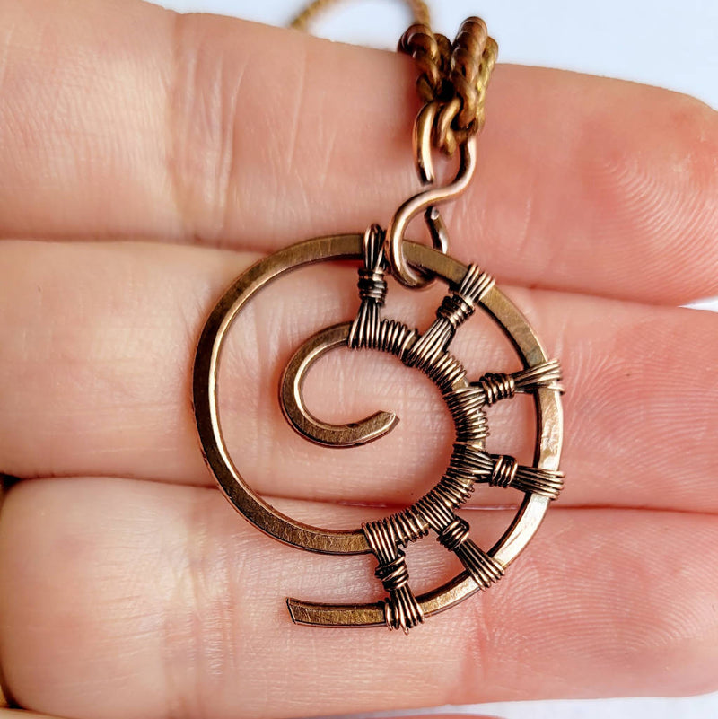 Copper Woven Sprial Pendant And Chain