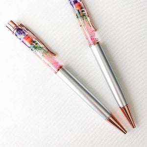 Luxury Stationery Rose Gold Preserved Flower Pen