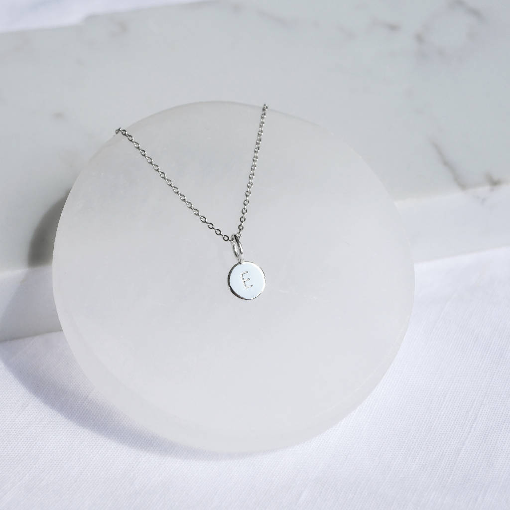 Round Sterling Silver Stamped Initial Disc