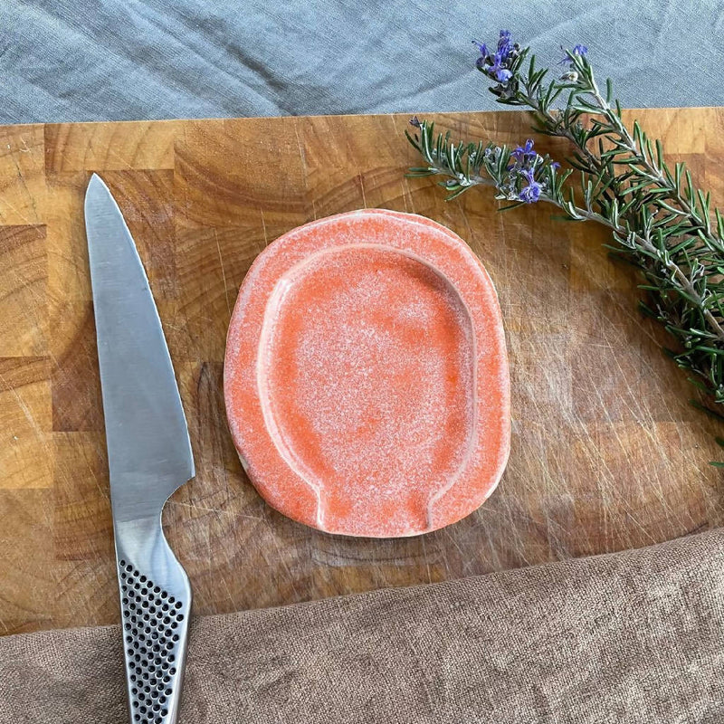 Handmade Ceramic Spoon Rest In Orange