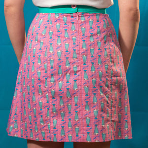 Milkshake print Aline skirt in pink