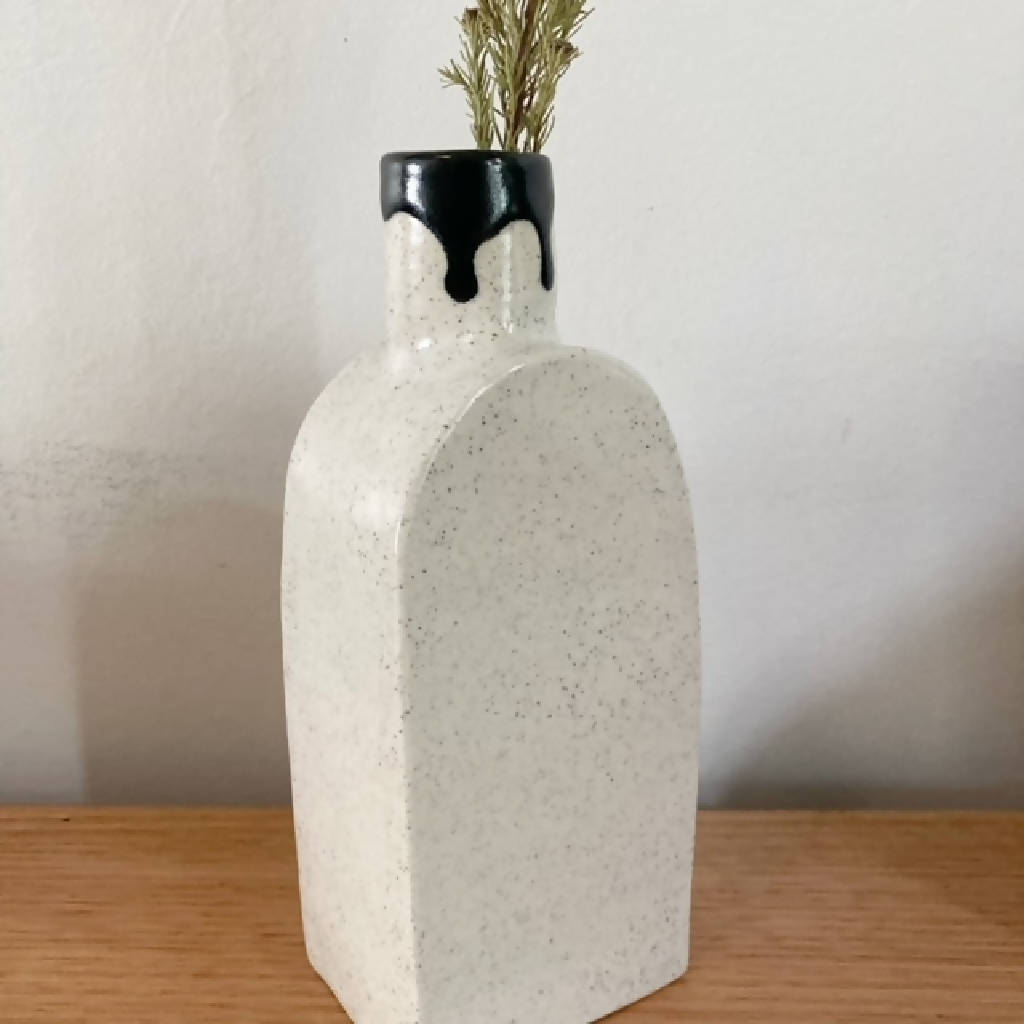 Handmade ceramic drip effect bottle vase