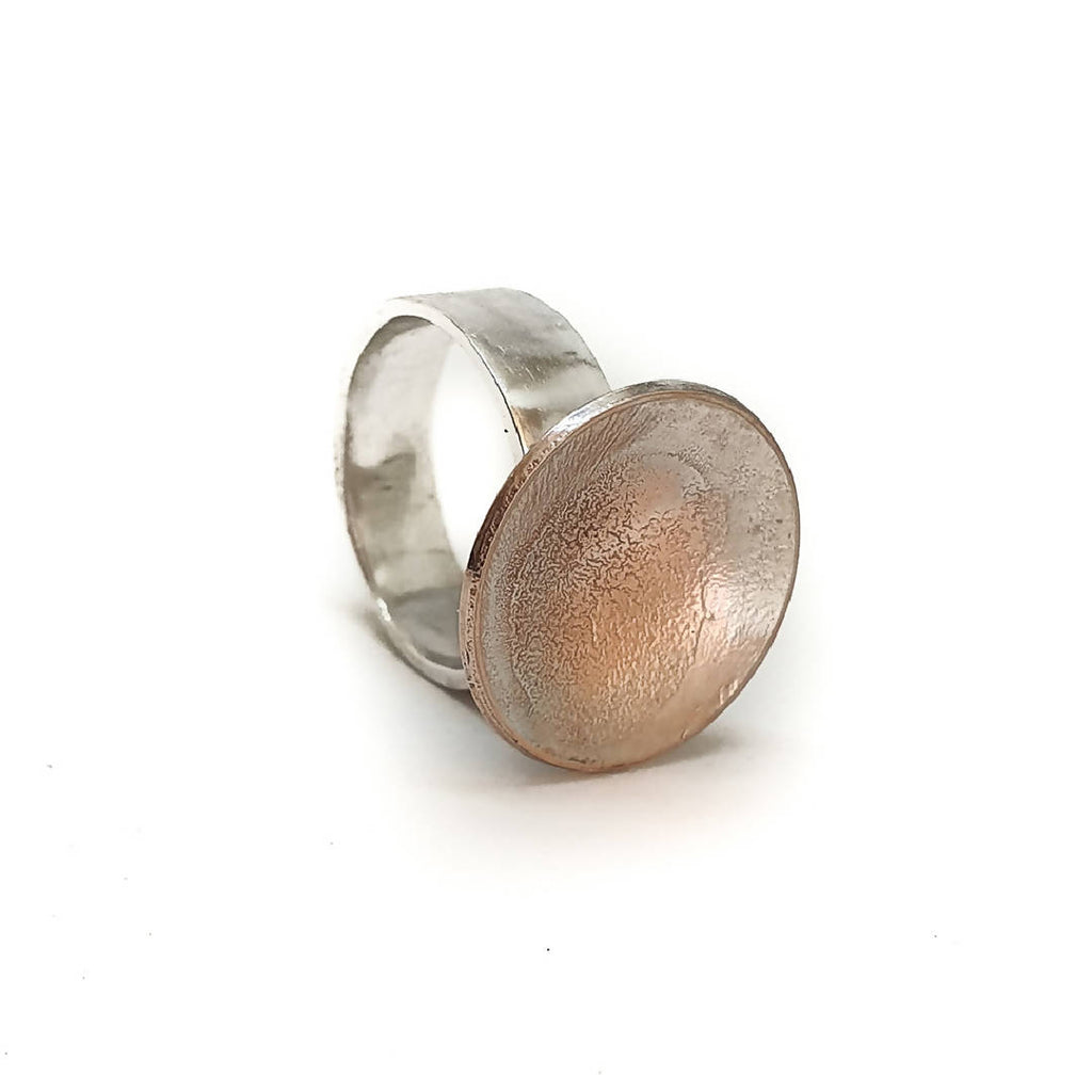 Sterling silver and shibuichi ring