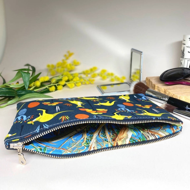 Yellow Kangaroo Zippered Pouch