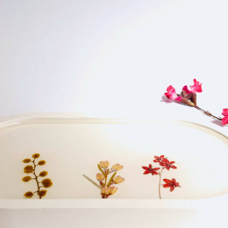White Floral Design Oval Tray | Jewellery Dish (Made To Order)