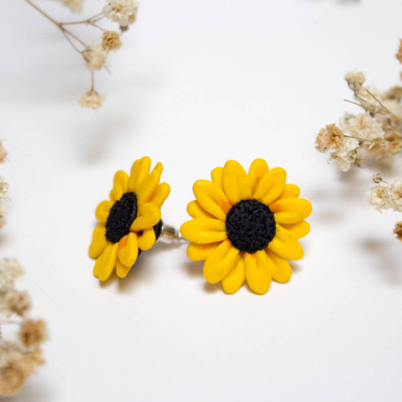 Sunflower Stud Polymer Clay Earrings