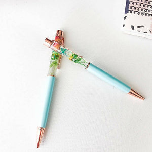 Luxury Stationery Rose Gold Preserved Flower Pen