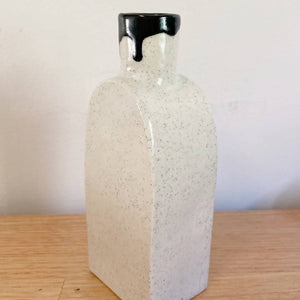 Handmade ceramic drip effect bottle vase