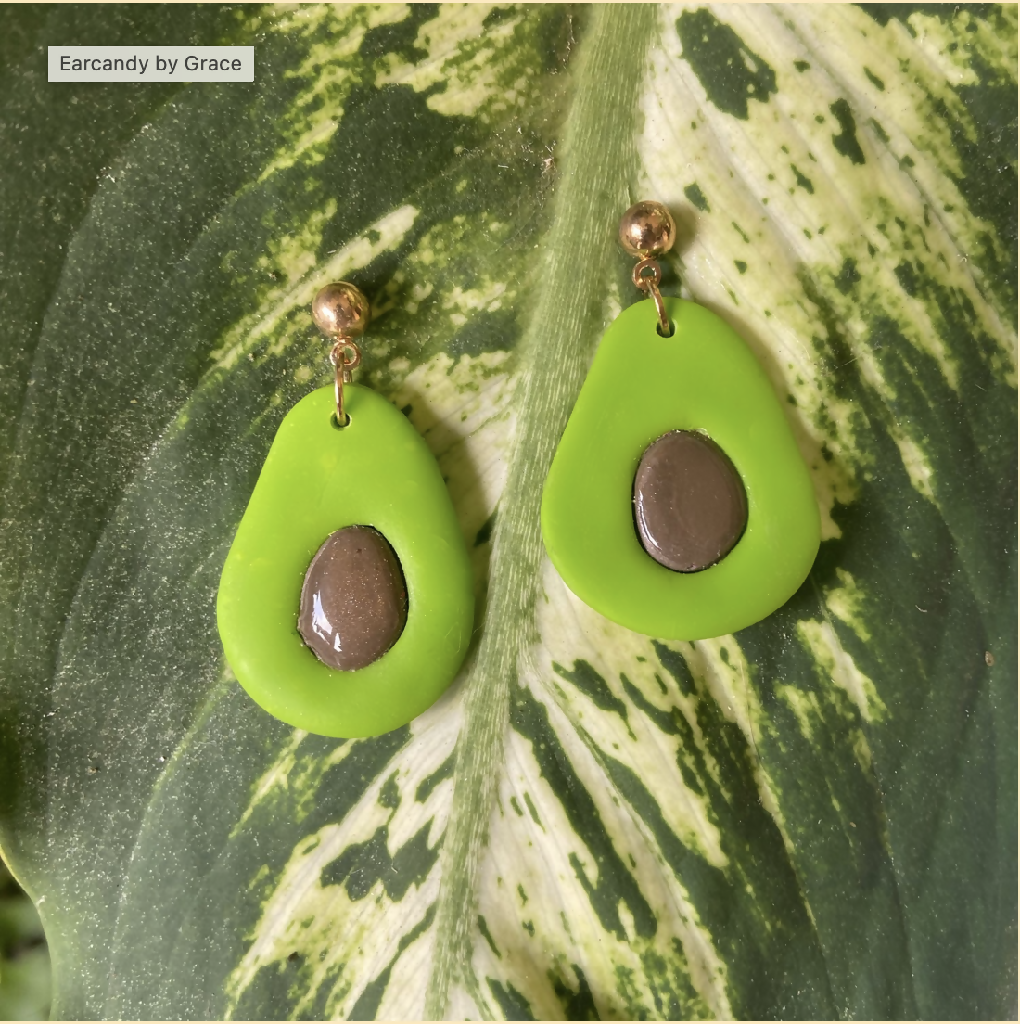 Avocado Polymer Clay Earrings