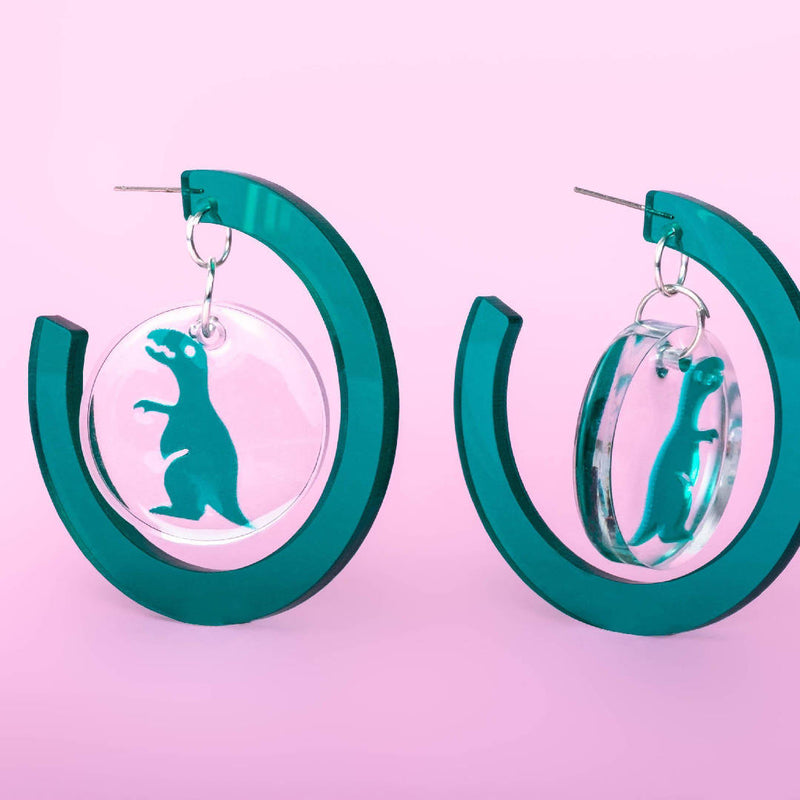 Green Dinosaur - Handmade Statement Earrings