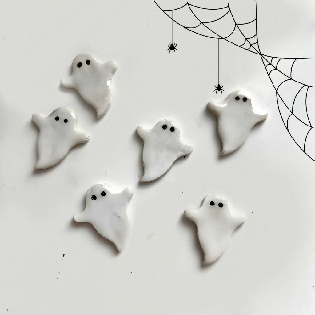 Halloween Spooky Ghost Polymer Clay Studs - White