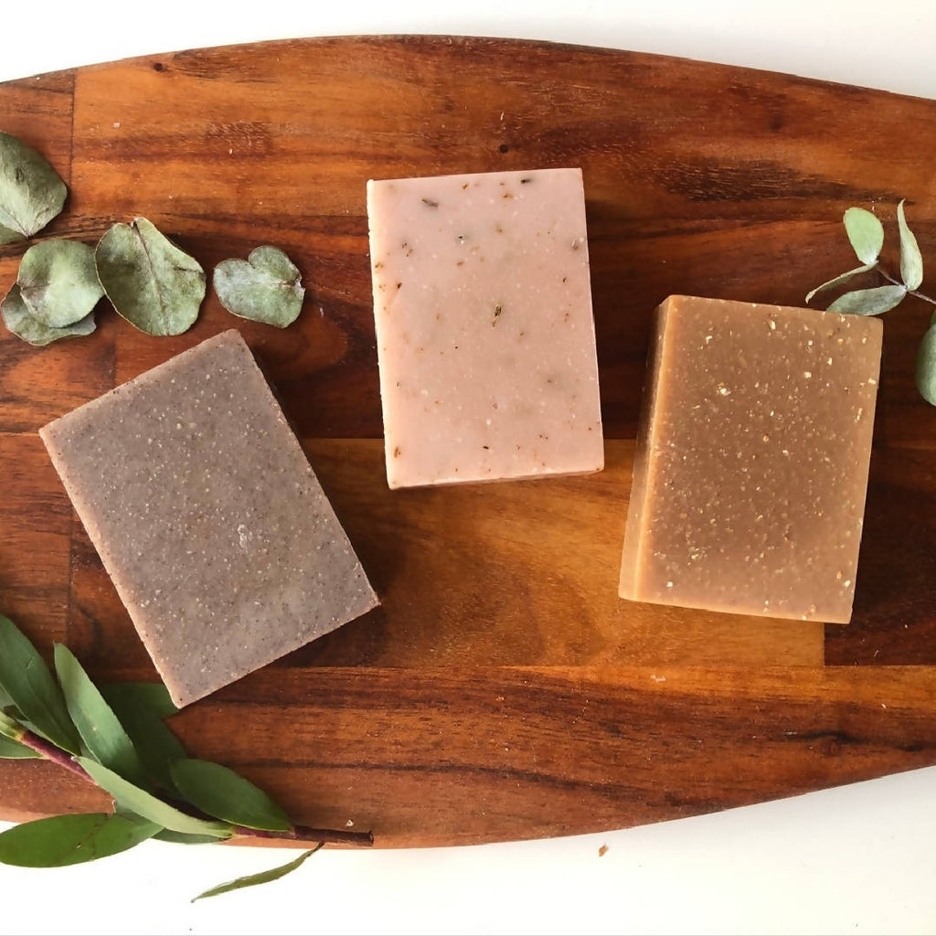 Luxe Trio (Cedarwood Scrub, Lavender Delux, Vanilla & Oatmeal) Natural Soap Gift Box