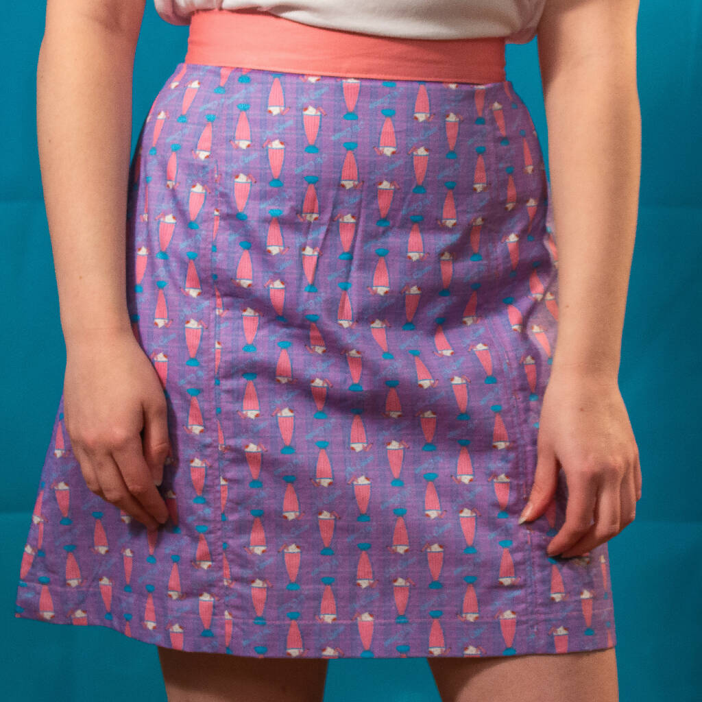 Milkshake print Aline skirt in purple