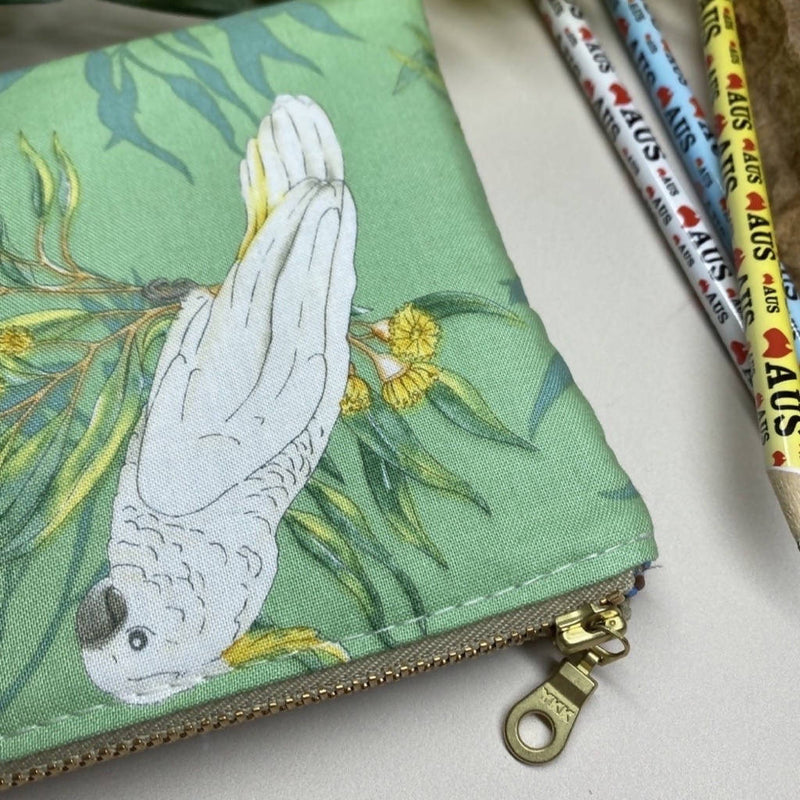 Green Cockatoo Zippered Pouch