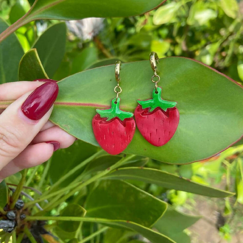 Strawberry Handmade Polymer Clay Earrings