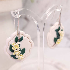 Scented Litsea earrings. Botanical jewellery. Handmade polymer clay pieces.