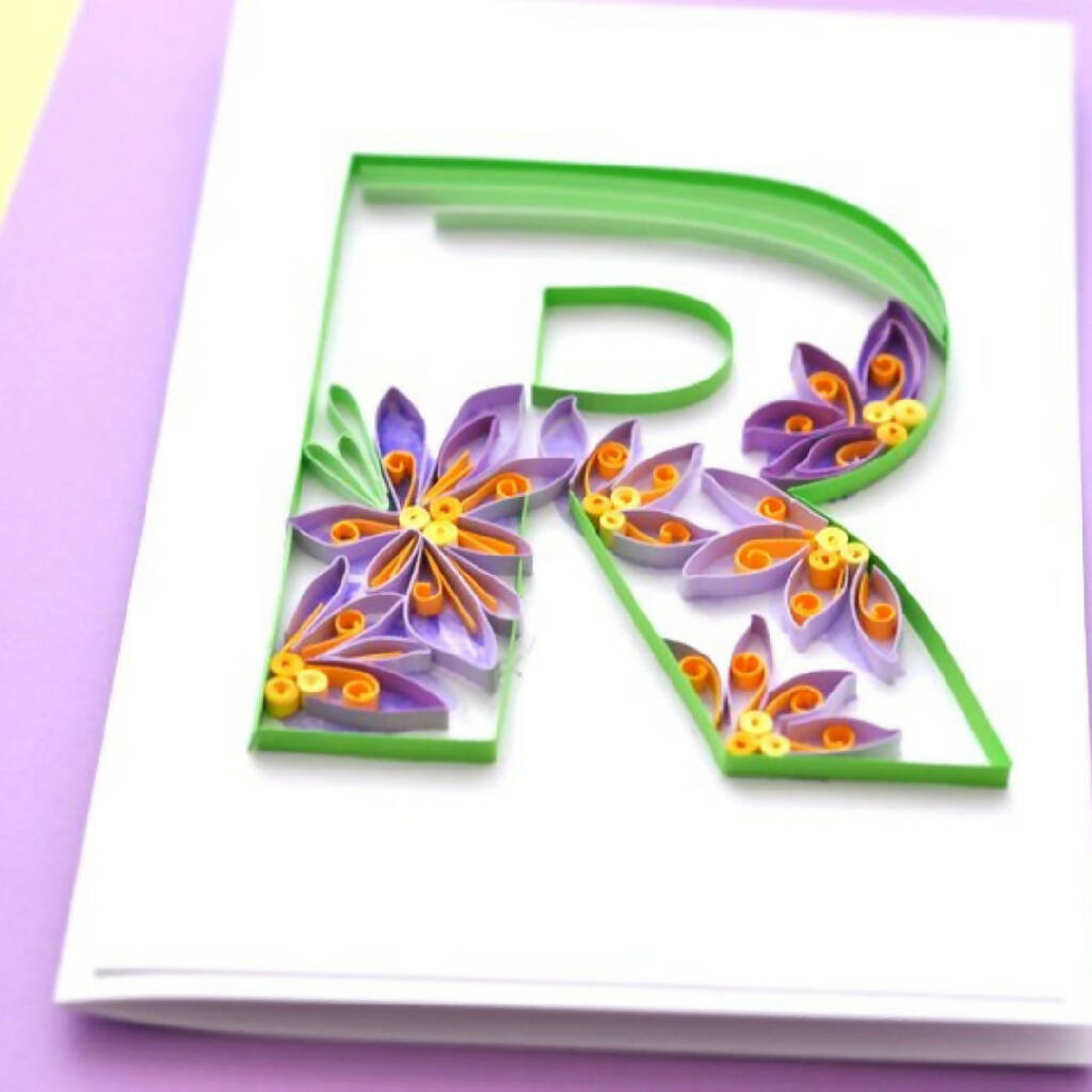 Quilled Initial R Card | Frameable Greeting Card