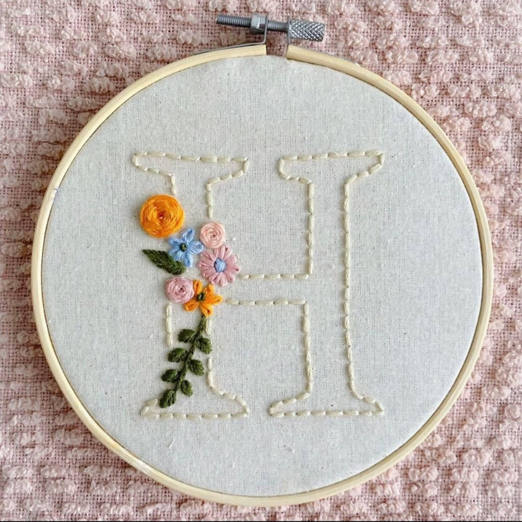 Custom Floral Initial Hoop